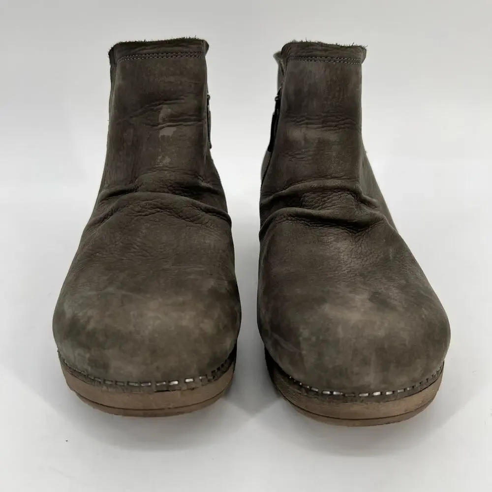Dansko Caley Wedge Bootie Womens EU 41 US 10.5-11 Gray Nubuck Leather Ruched